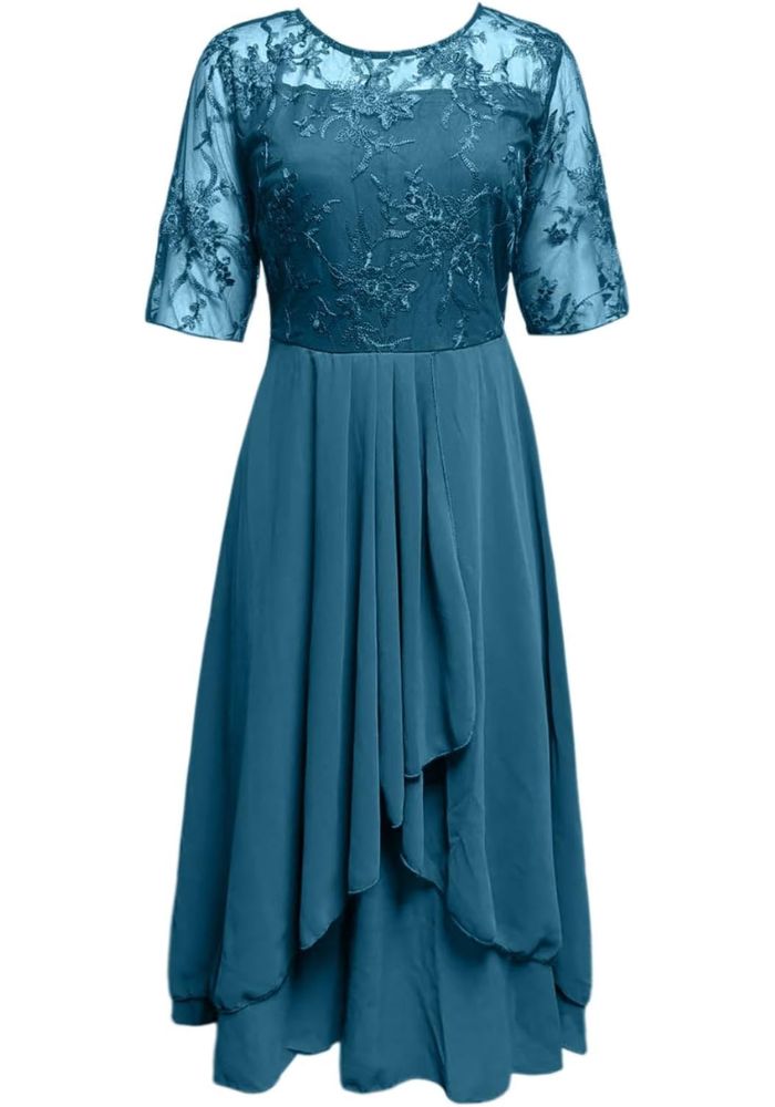Dame 3/4 Ermer Rund Hals Utsnitt Kjole | Mini