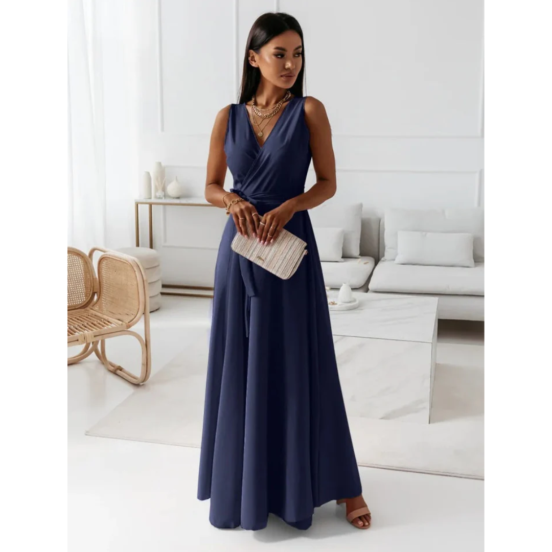 Damen V-Hals Uten Ermer Kjole | Maxi