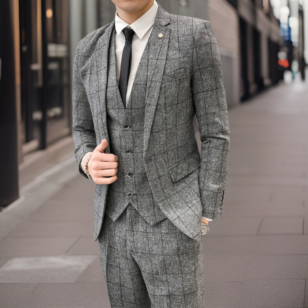 Herren Rutete Mønster Tre-delt Dress Sett | Bryllupsgjest Dress