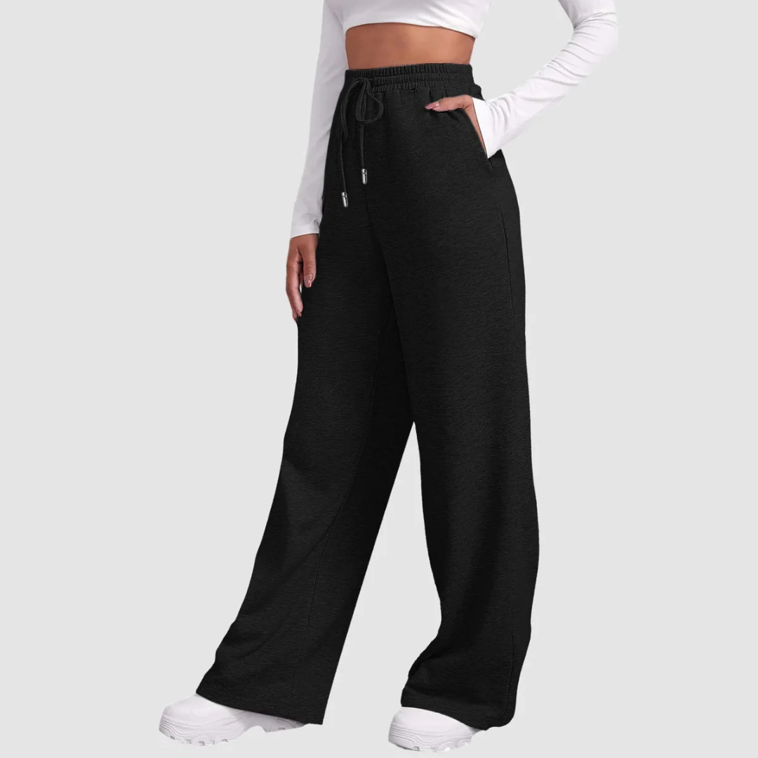 Damen Avslappet Passform Bred Joggebukse | Høy Midje