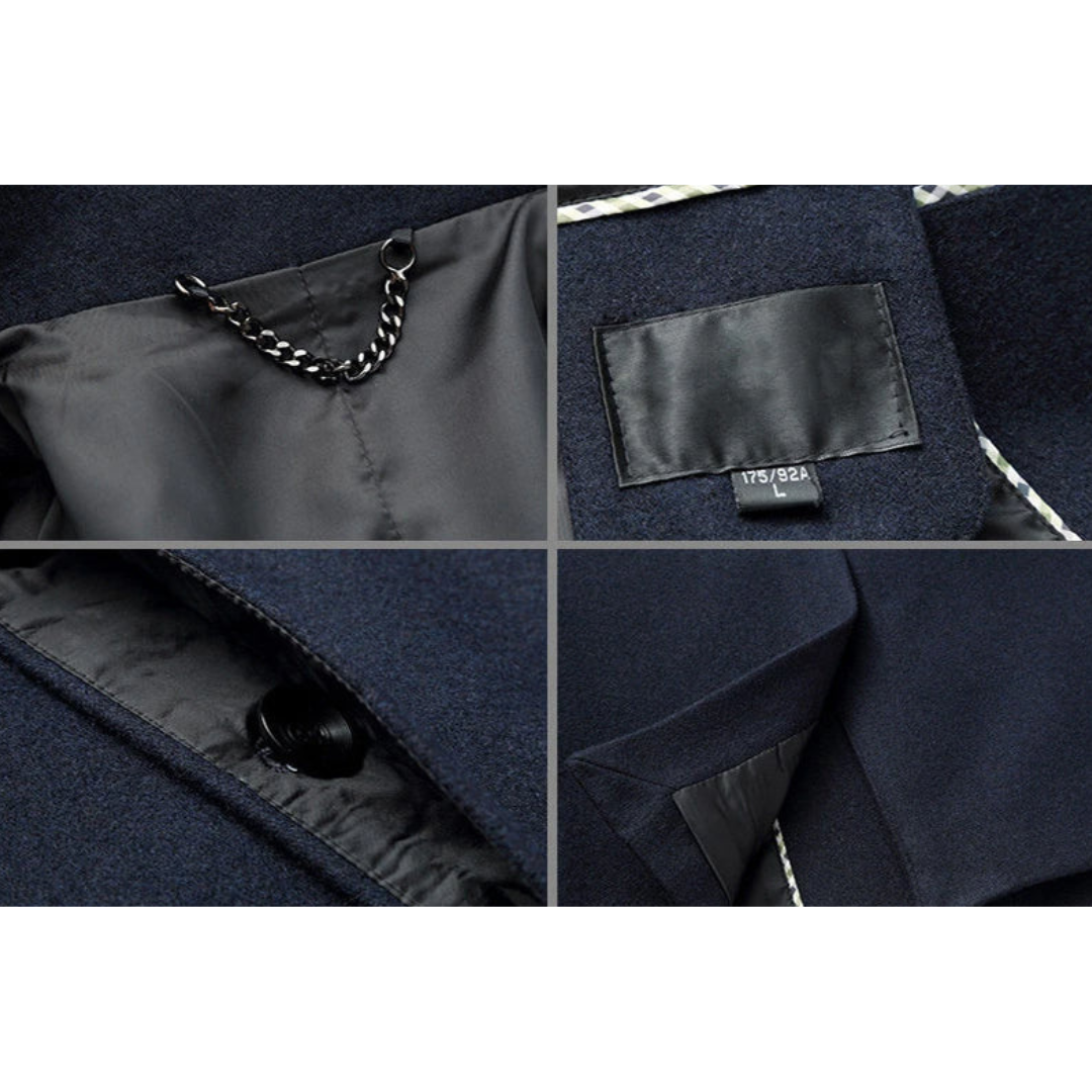 Herre Lang Vinter Trench Frakk | Langarm