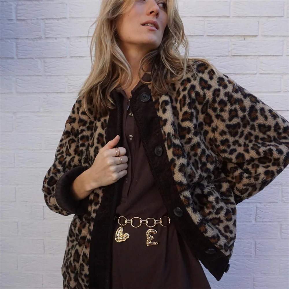 Leah | Jakke med O-hals og leopardmønster