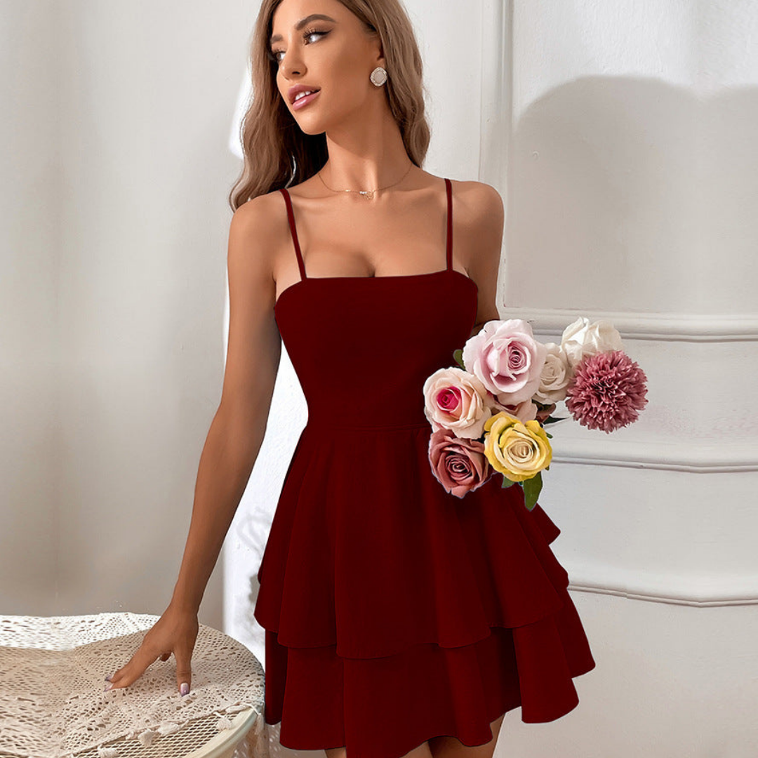 Damen Spaghetti Stropper Slip Kjole | Mini