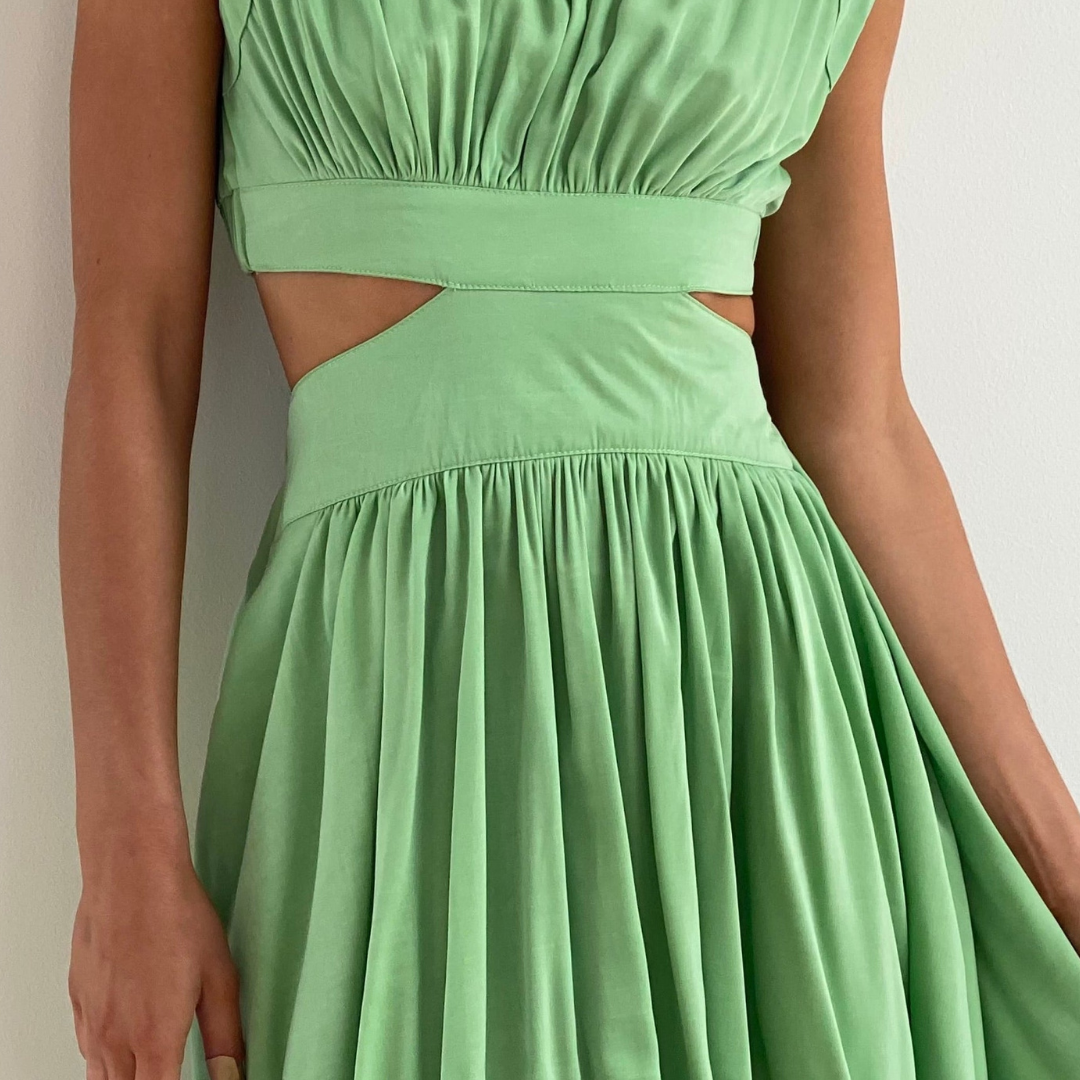 Damen Høyhalset Cutout Kjole | Midi