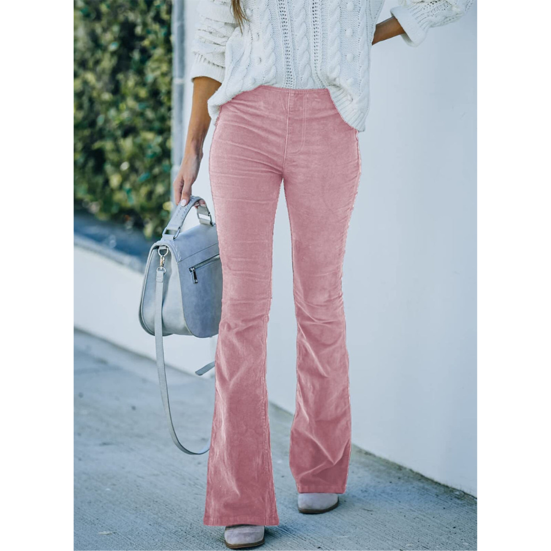 Dame Utslått Bootcut Bukse | Høy Midje