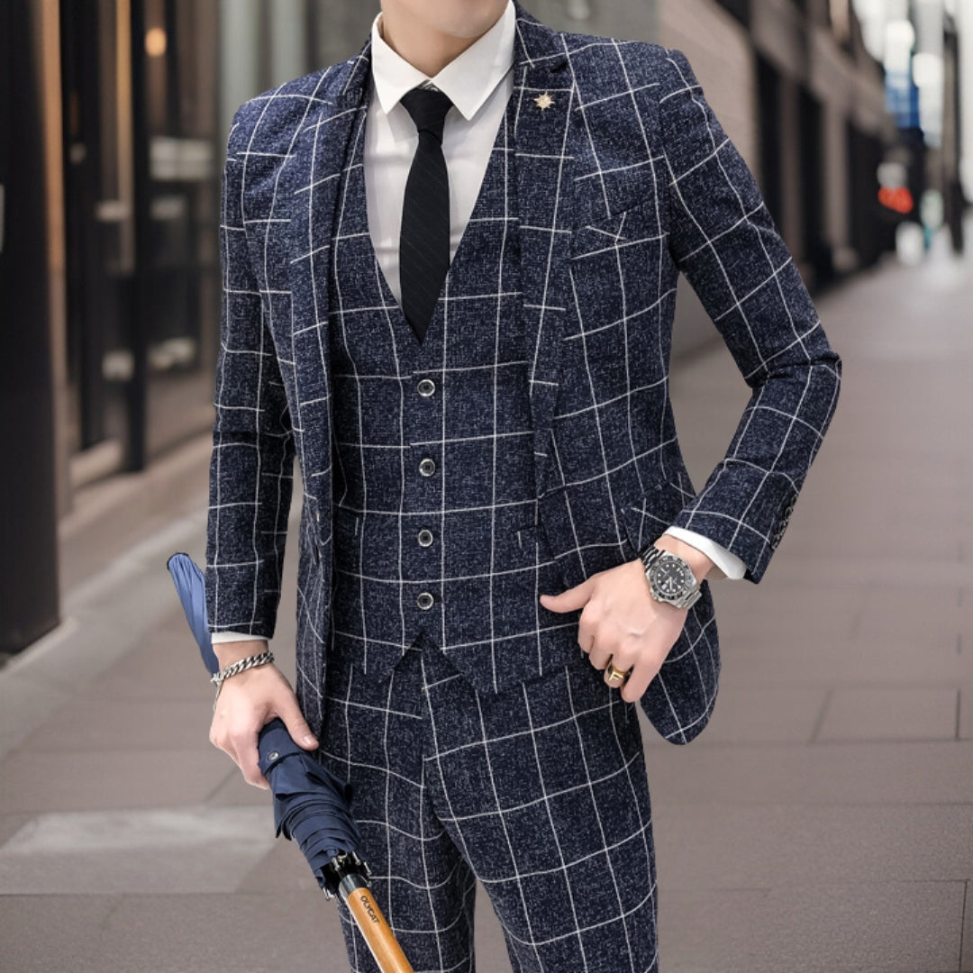 Herren Rutete Mønster Tre-delt Dress Sett | Bryllupsgjest Dress