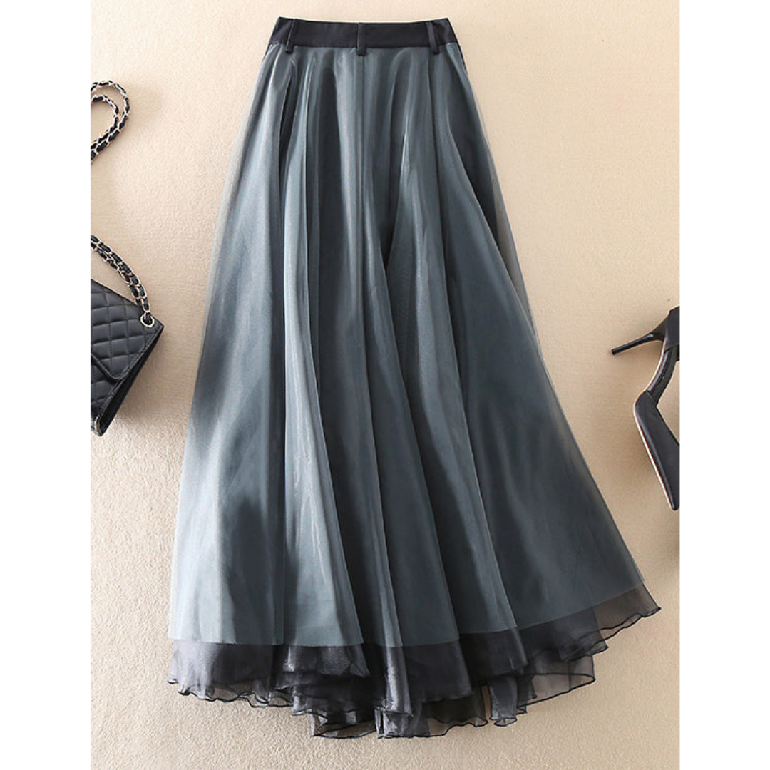 Dame Høy Midje Lagenlook Midiskjørt | Elegant