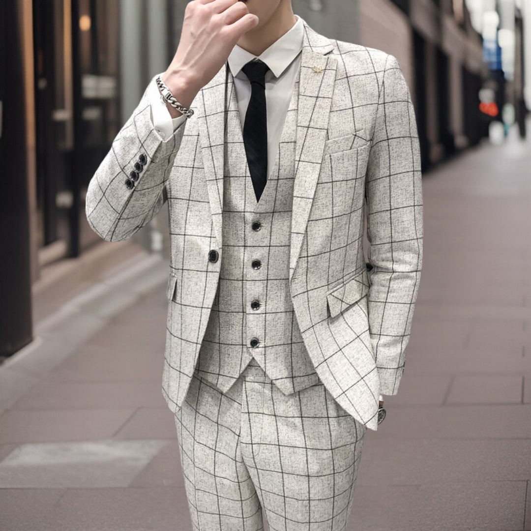 Herren Rutete Mønster Tre-delt Dress Sett | Bryllupsgjest Dress