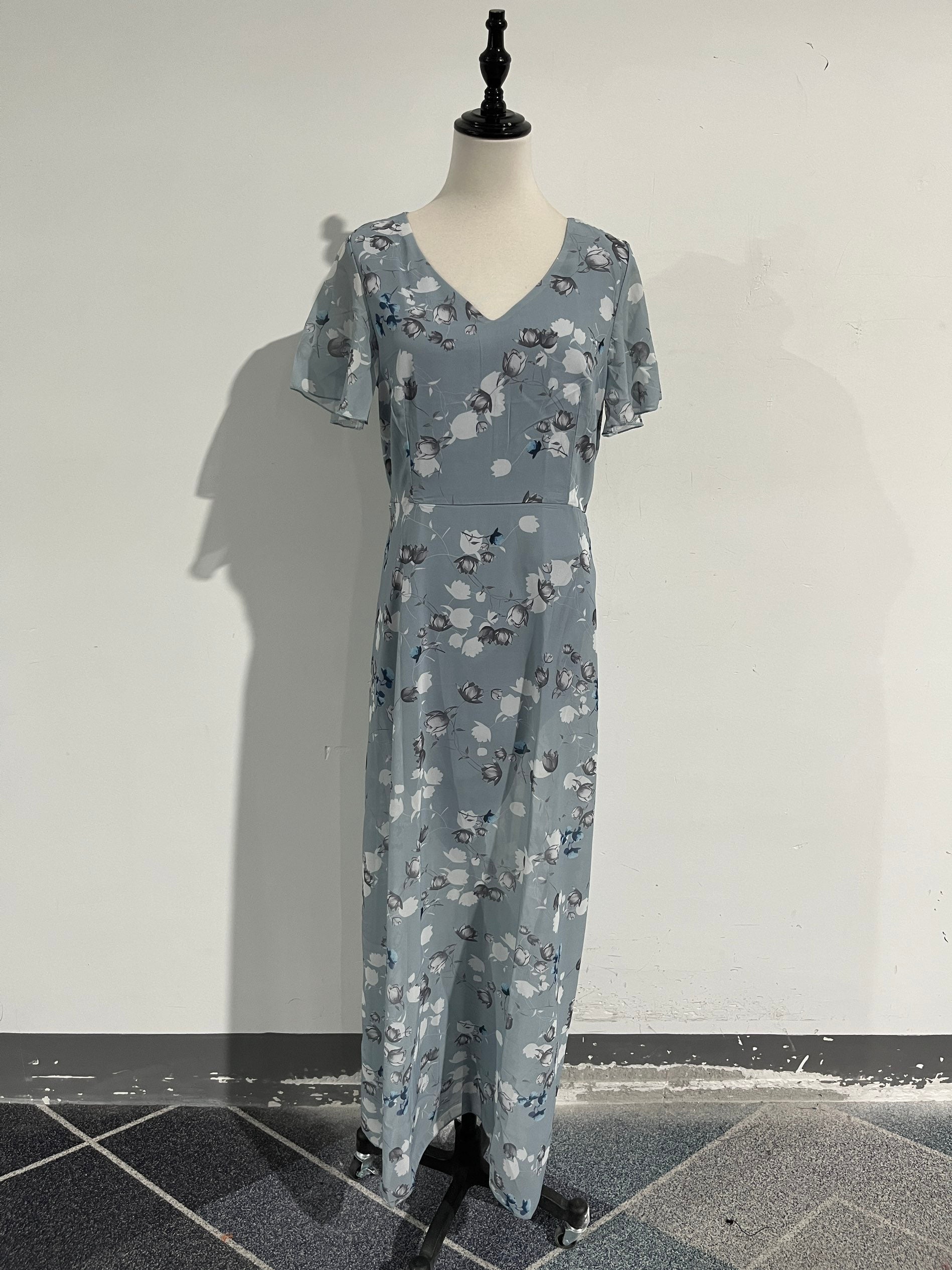 Damen V Utringning Blomstertrykk Lang Kjole | Maxi