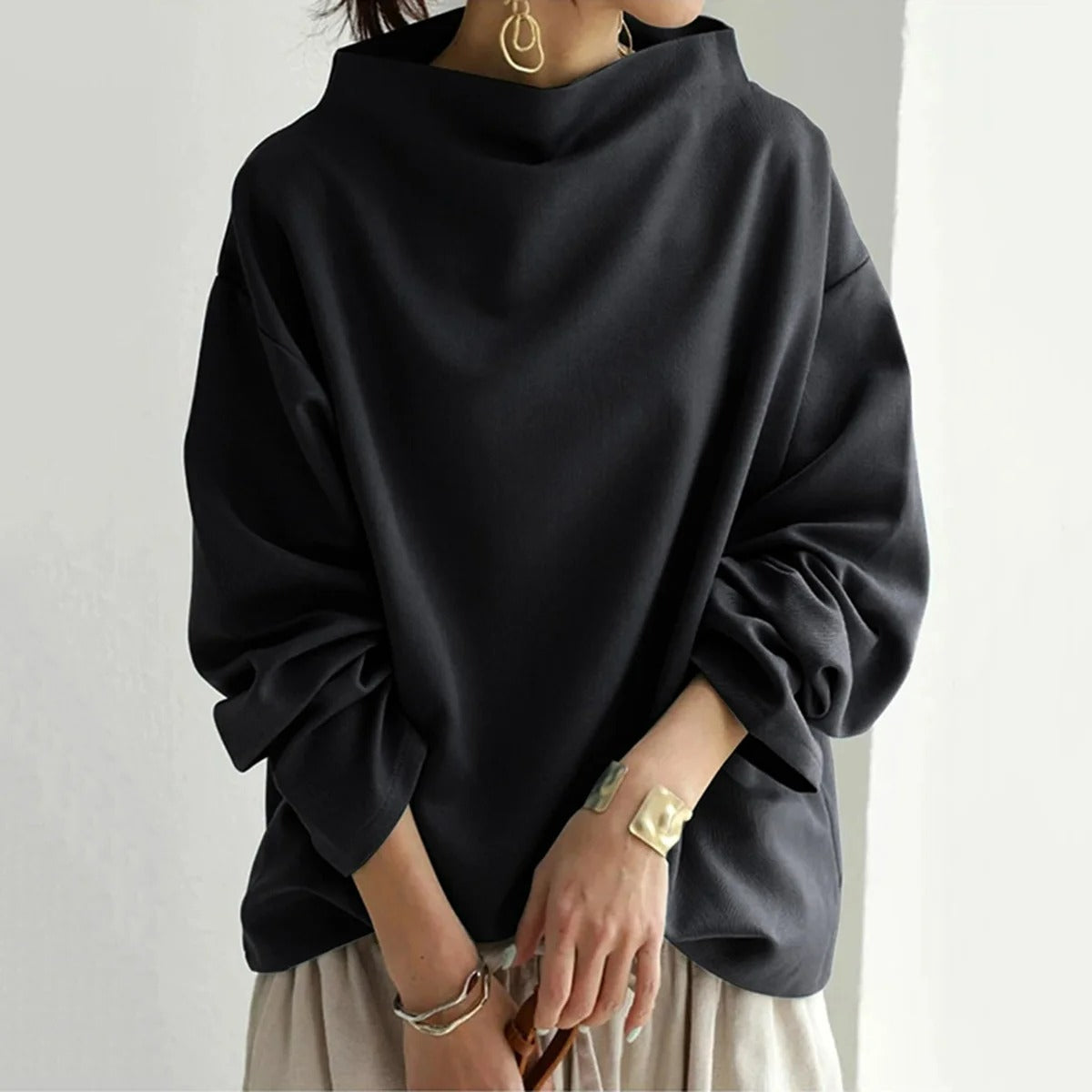 Adria | Dame Langermet Genser | Svart