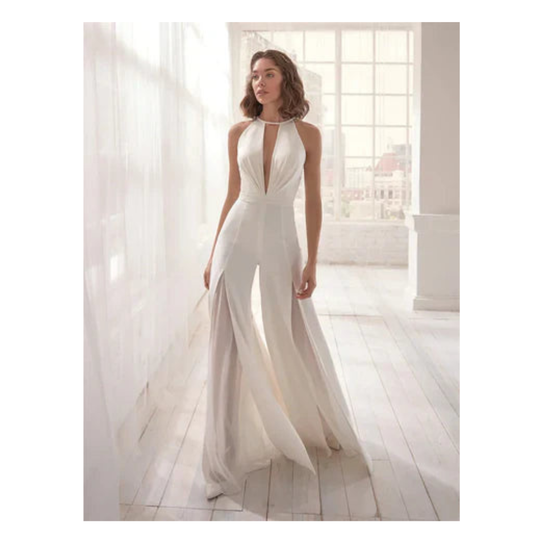 Oliven | Dame Elegant Jumpsuit | V-Utforming