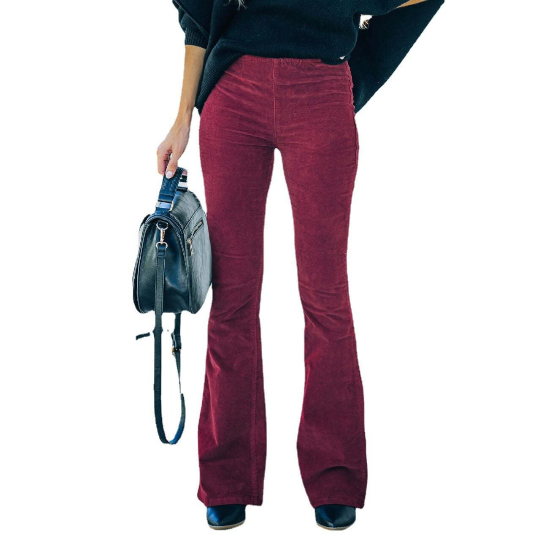Dame Utslått Bootcut Bukse | Høy Midje