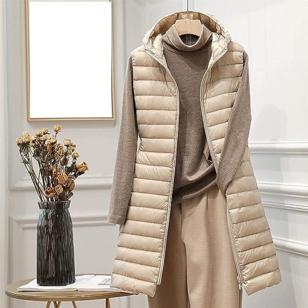 Margauxemim | Dame Puffer Uten Ermer Stepp Vest | Lang