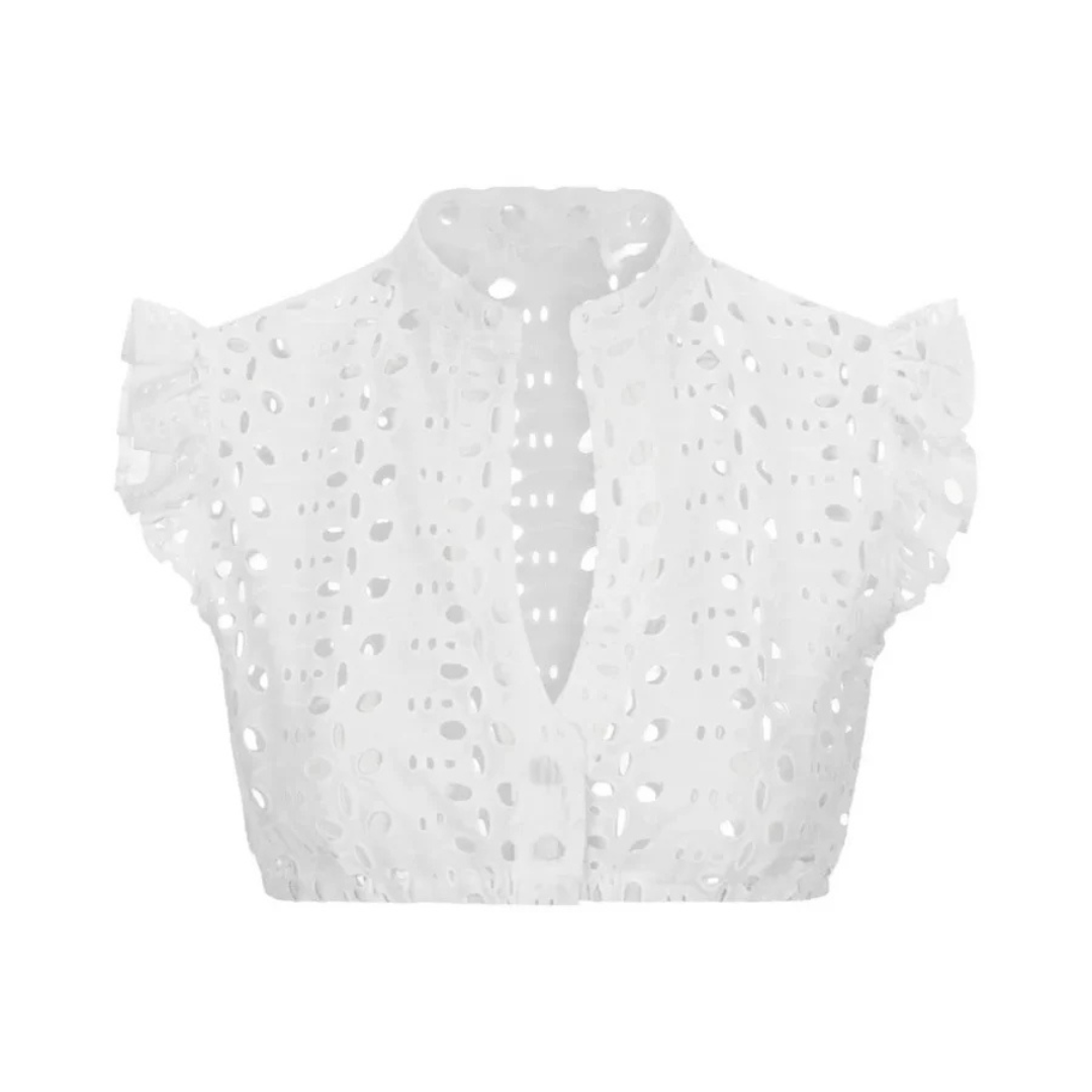 Dame Oktoberfest Bluse med Volanger | Korte Ermer