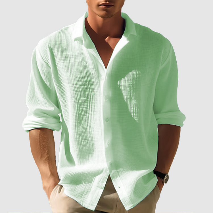 Frederik | Ensfarget langermet button-down skjorte