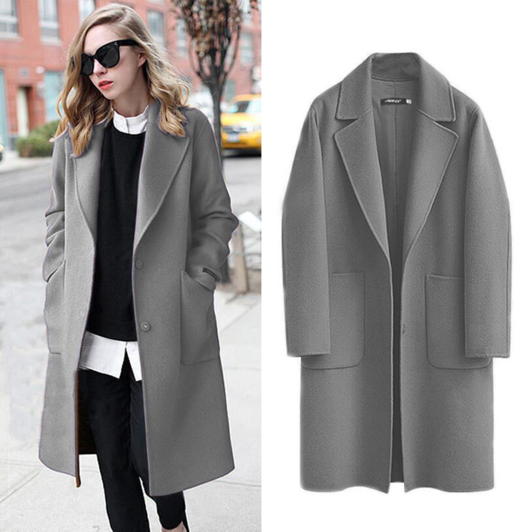 Damen Langarm Vinter Varme Trench Kåpe | Lange