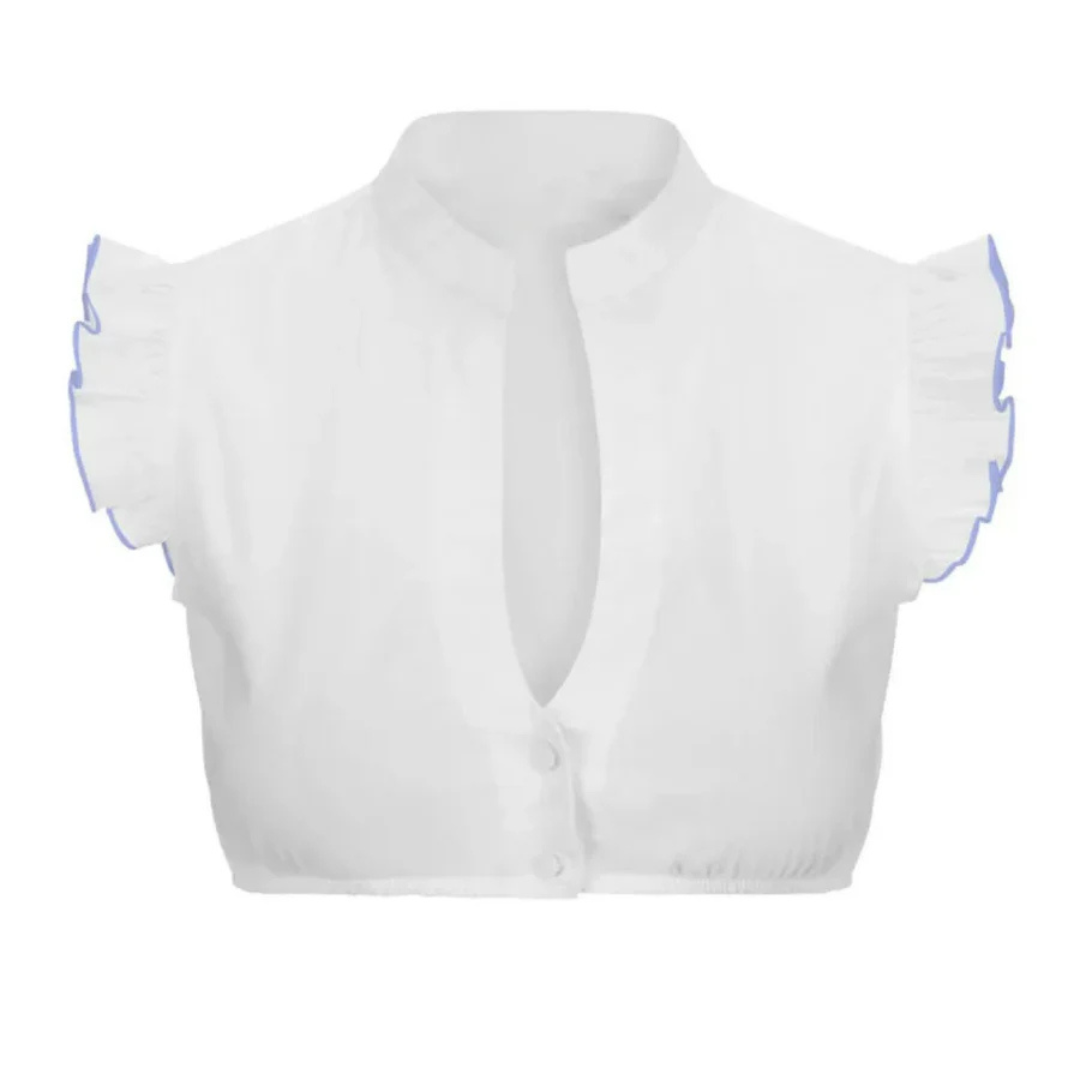 Dame Oktoberfest Bluse med Volanger | Korte Ermer