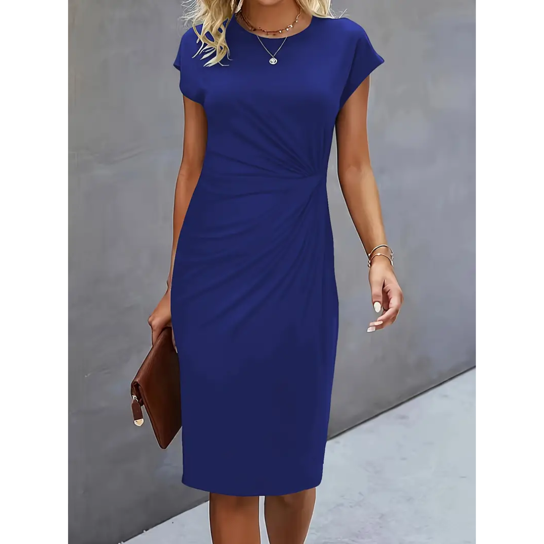 Dame Elegant Rynket Bodycon Kjole | Korte Ermer