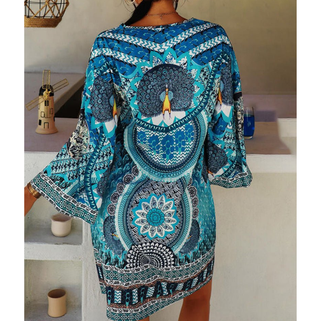 Dame Trykt Boho V Utringning Kjole | Mini