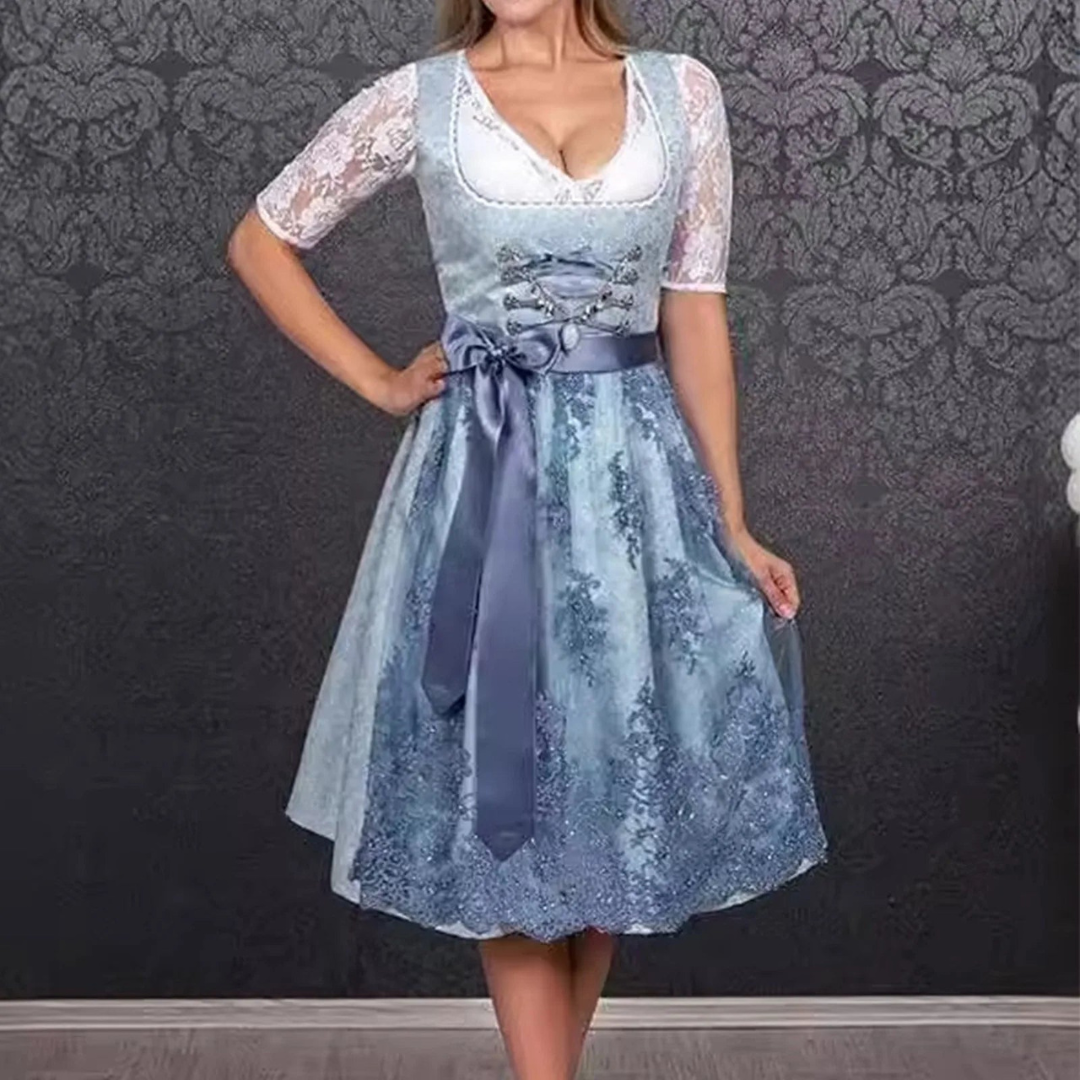 Melania | Damen Klassisk Oktoberfest Dirndl Kjole | 2024