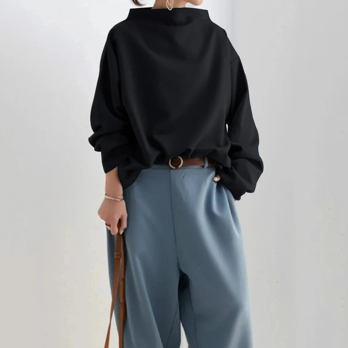Adria | Dame Langermet Genser | Svart