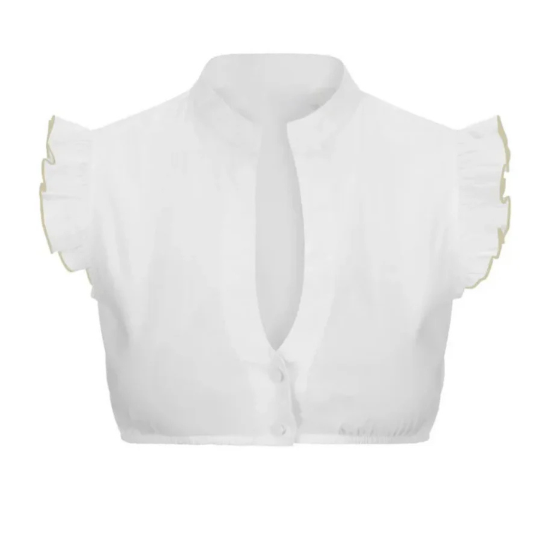 Dame Oktoberfest Bluse med Volanger | Korte Ermer