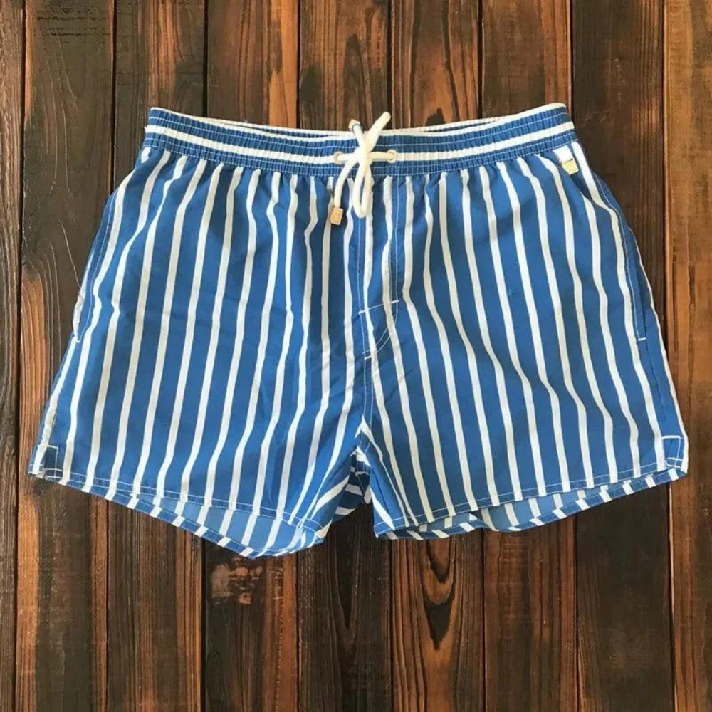 Stripete Badeshorts Med Snor For Herrer | Stilig