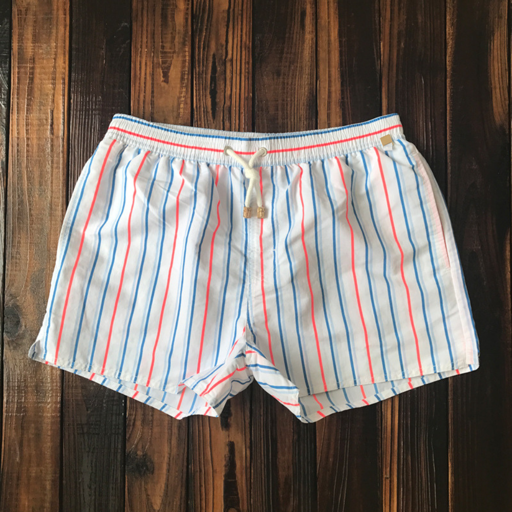 Stripete Badeshorts Med Snor For Herrer | Stilig