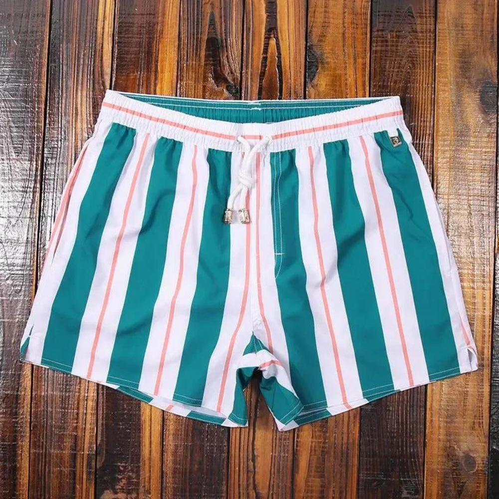 Stripete Badeshorts Med Snor For Herrer | Stilig