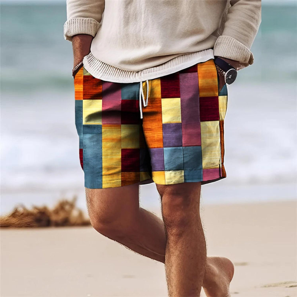 Sommershorts med Geometrisk Trykk for Herrer | Flerfarget