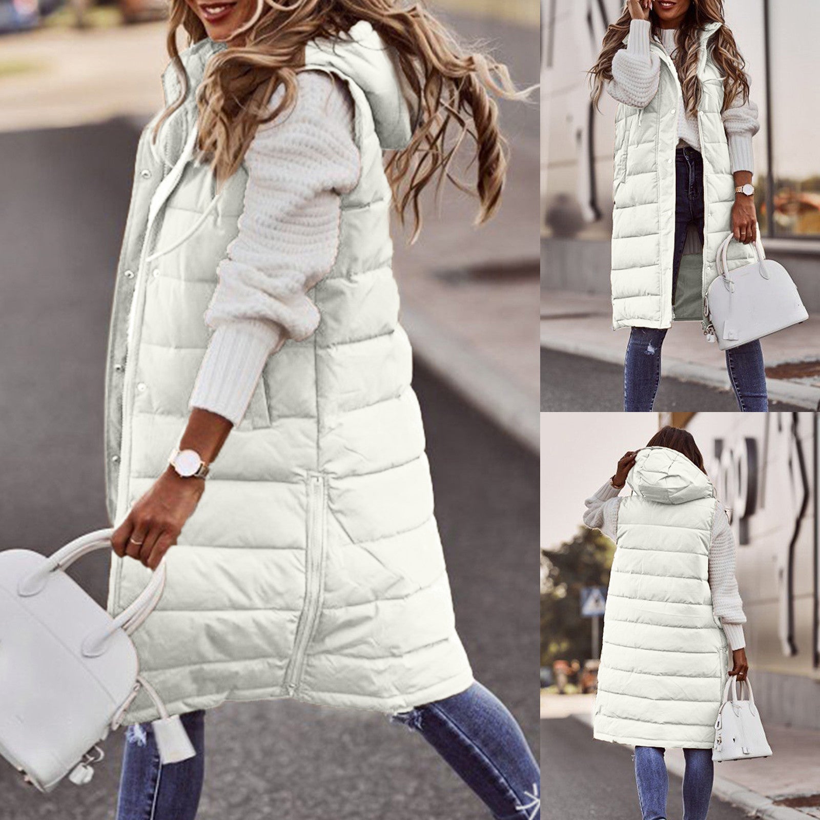 Lange hettevest for damer | Vinter
