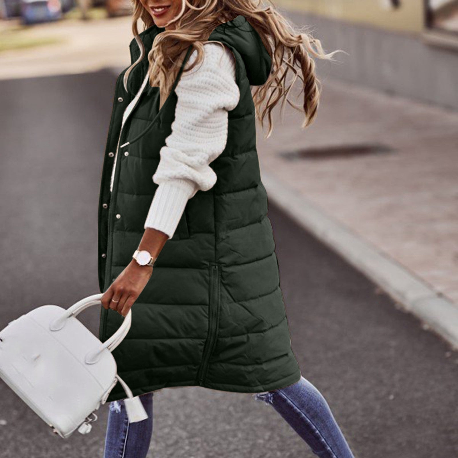 Lange hettevest for damer | Vinter