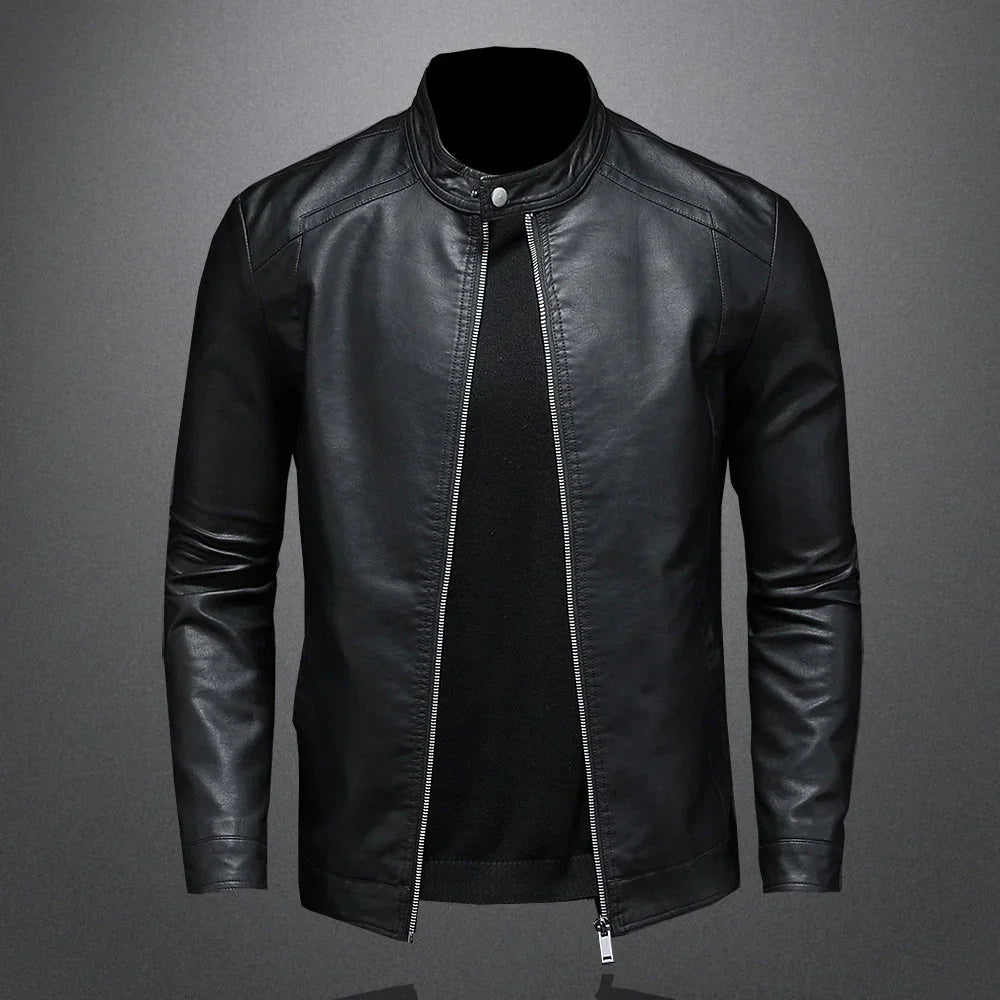 Herre Slim Fit Biker Jakke | Svart