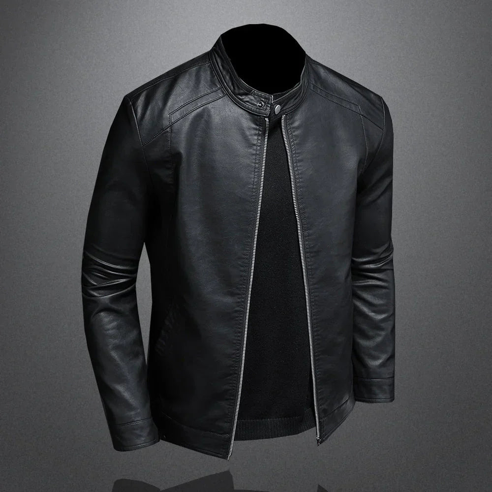 Herre Slim Fit Biker Jakke | Svart