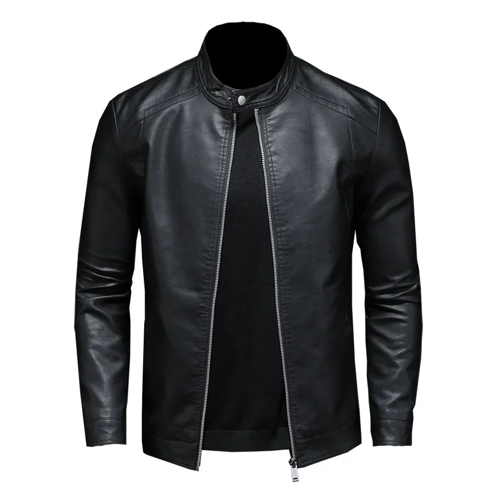 Herre Slim Fit Biker Jakke | Svart