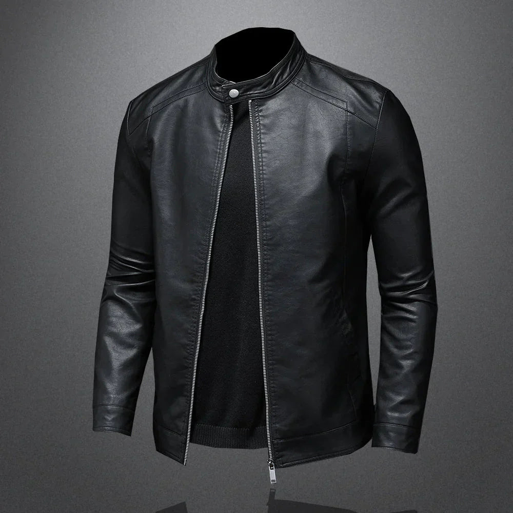 Herre Slim Fit Biker Jakke | Svart