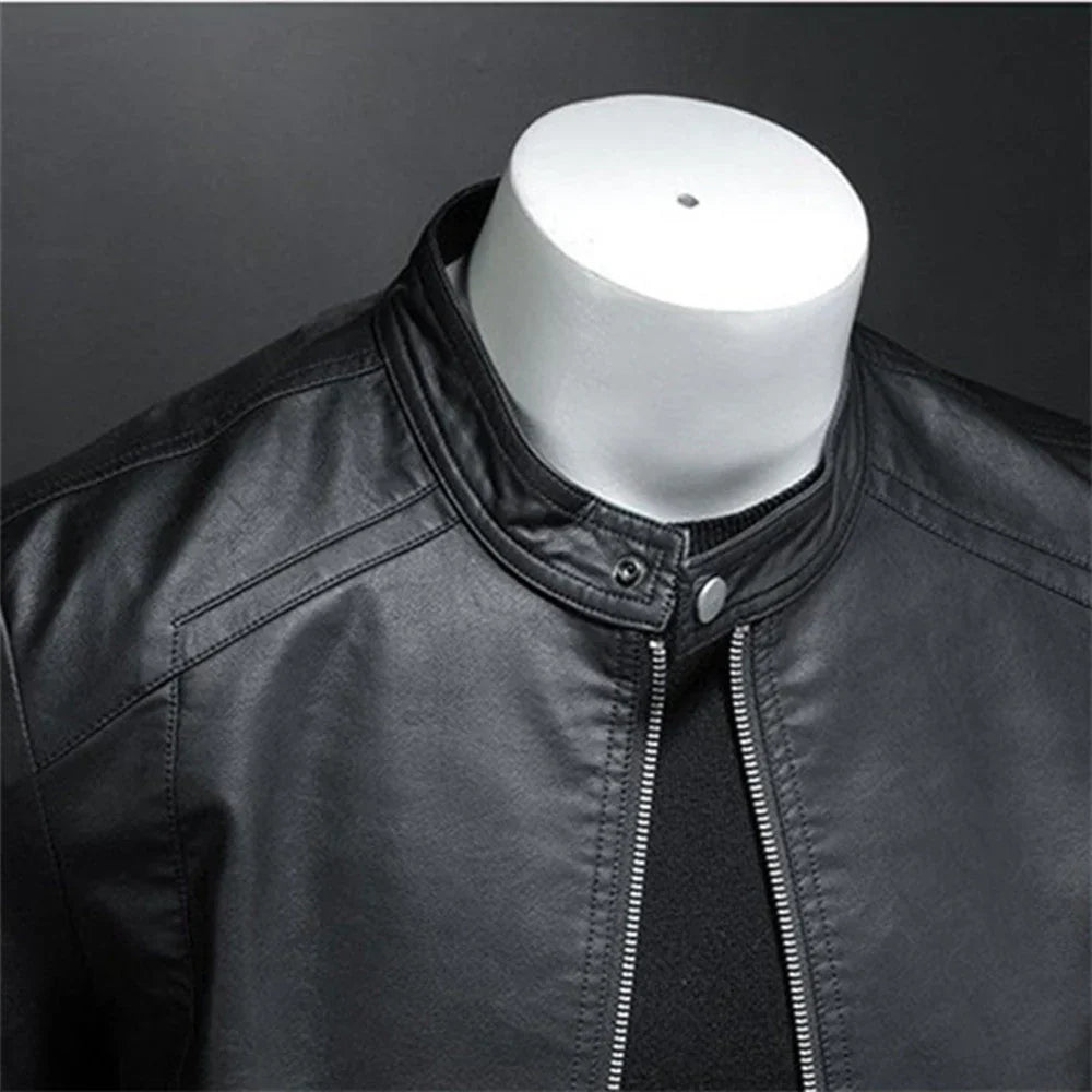 Herre Slim Fit Biker Jakke | Svart