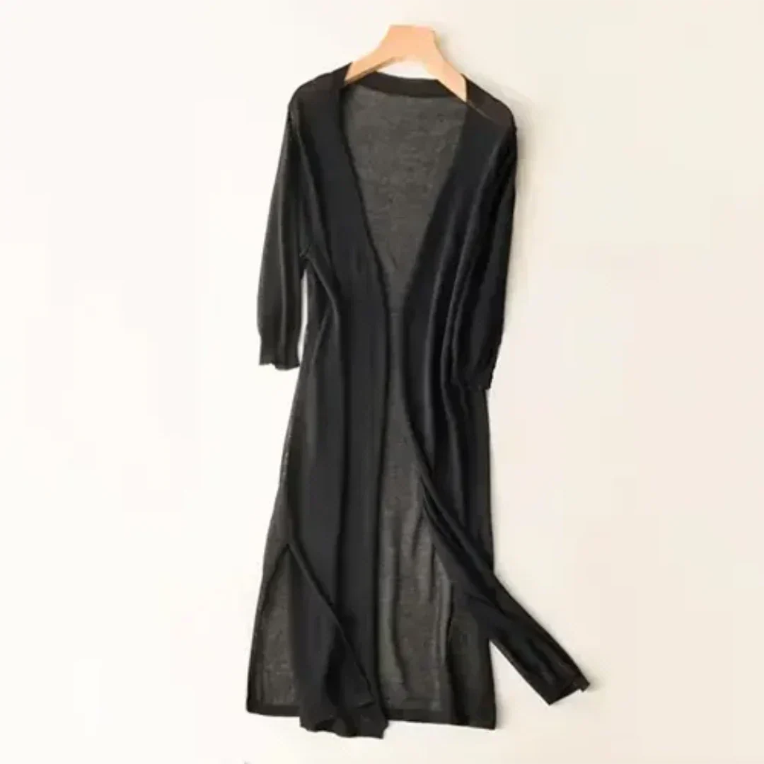 Inezimen | Dame Lang Elegant Strikkegenser | Lett