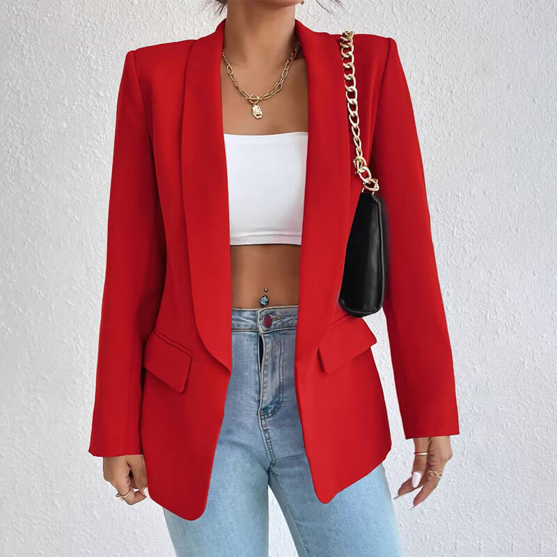 Dame Langarm Åpen Front Blazer | Elegant
