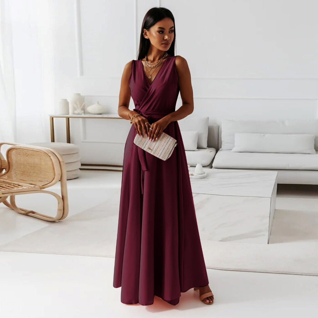 Damen V-Hals Uten Ermer Kjole | Maxi