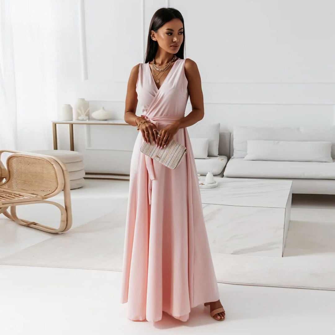 Damen V-Hals Uten Ermer Kjole | Maxi