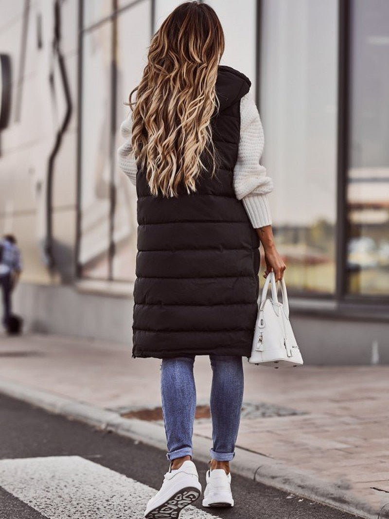 Steppvest for damer | Med hette