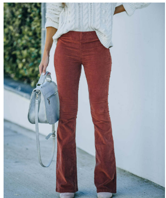 Dame Utslått Bootcut Bukse | Høy Midje