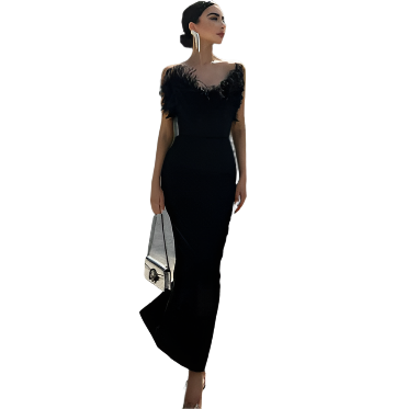 Dame Ermeløs Elegant Svart Kjole | Maxi