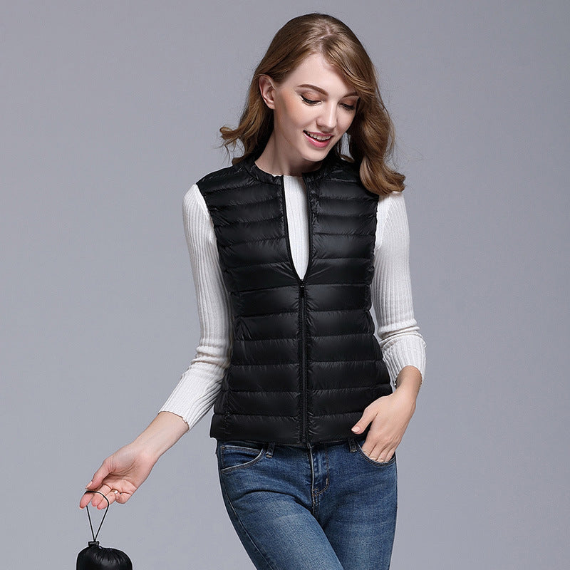 Dame Puffer Dun Vest | Uten Ermer