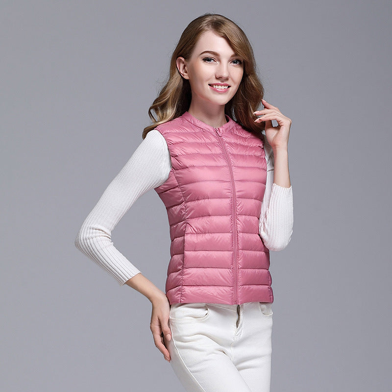 Dame Puffer Dun Vest | Uten Ermer