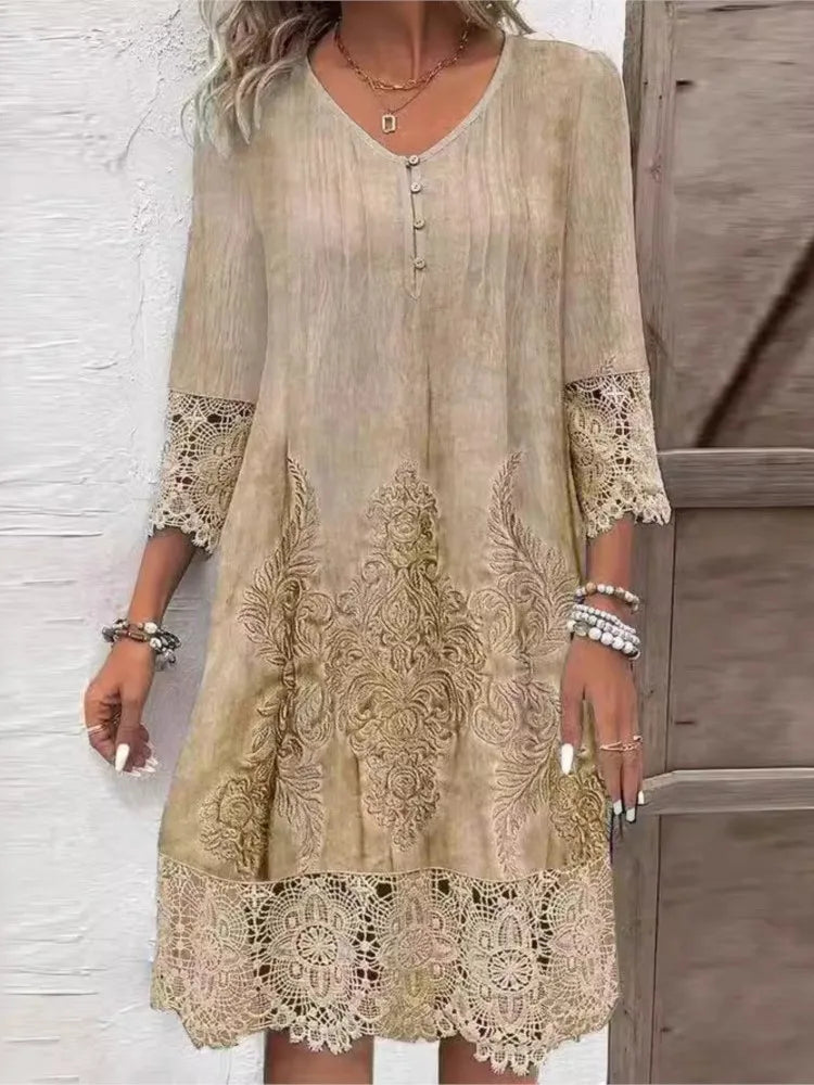 Candace | Elegant, avslappet kjole med V-hals for damer