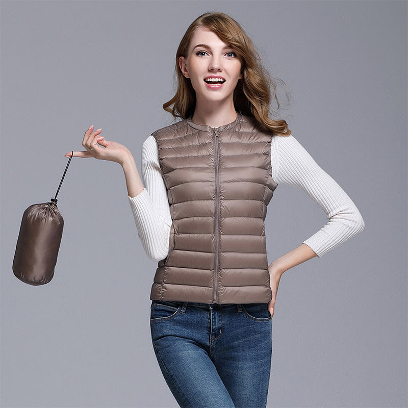 Dame Puffer Dun Vest | Uten Ermer