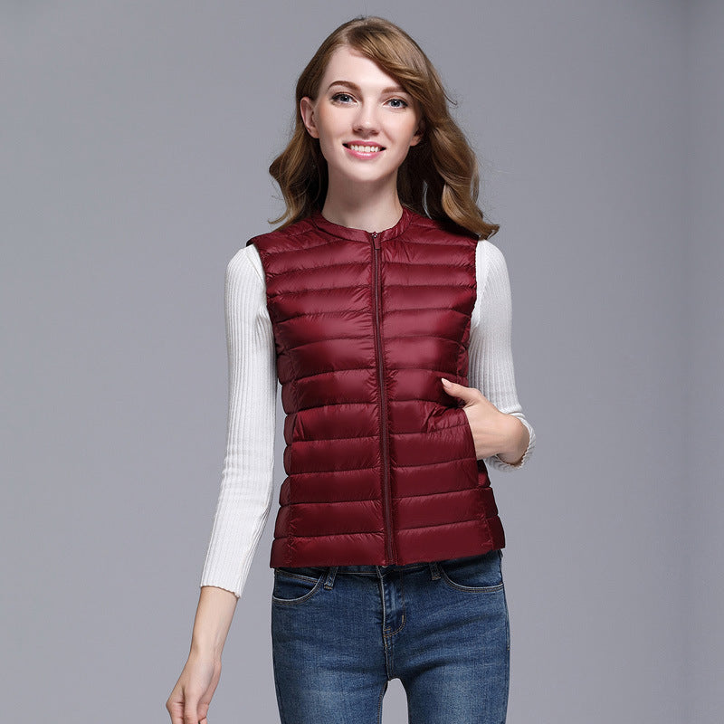 Dame Puffer Dun Vest | Uten Ermer