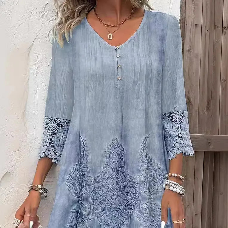 Candace | Elegant, avslappet kjole med V-hals for damer